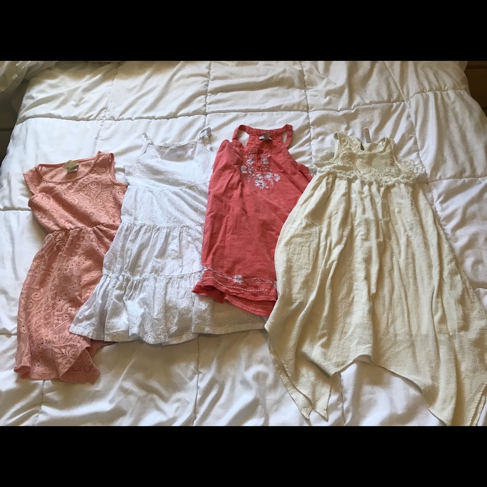 Girls summer dress bundle lot white peach coral 6